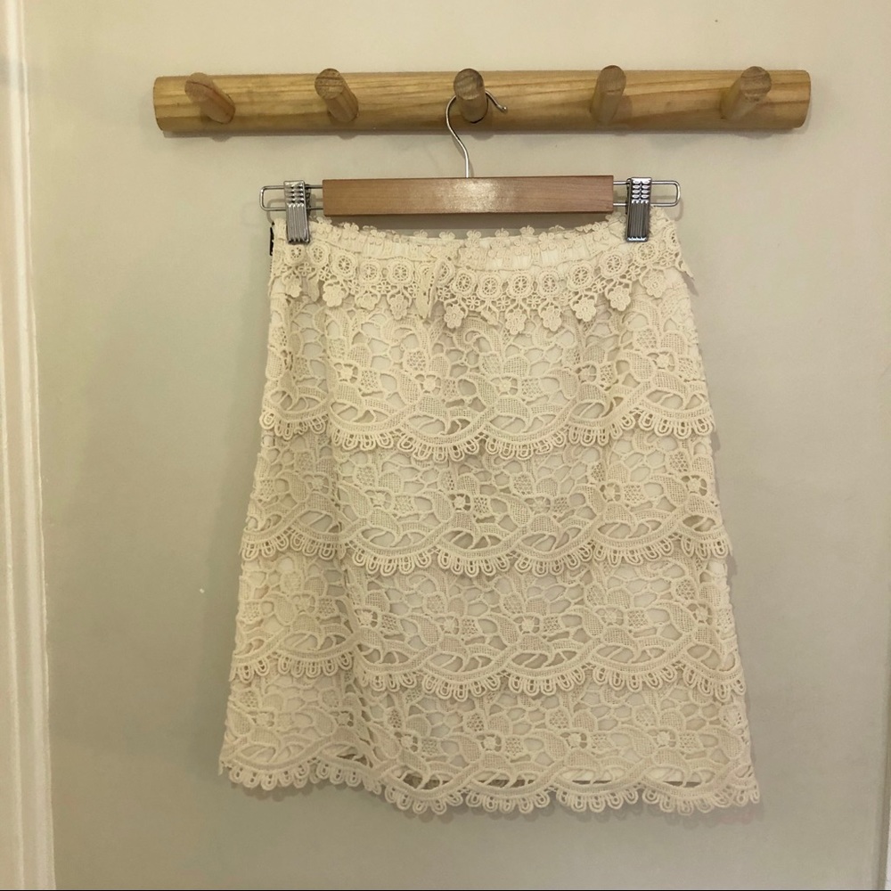 LOFT Cream Crochet Pencil Skirt